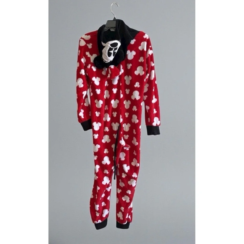 Adult Small Disney‎ Party Park Mickey Minnie Mouse One Piece Pajamas Footed PJ S - Picture 10 of 16